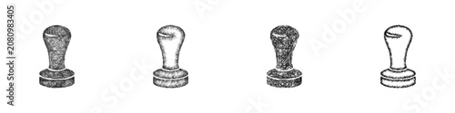 Tableau sur toile Sketch monochrome tamper icon design set