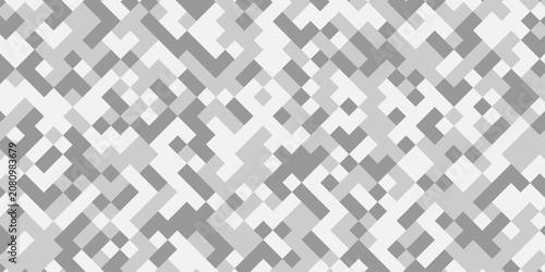 Obraz na plátne Abstract geometric censored pixel art background with monochrome square patterns grey and white digital mosaic texture, modern minimal techno backdrop for web banner graphic design wallpaper template