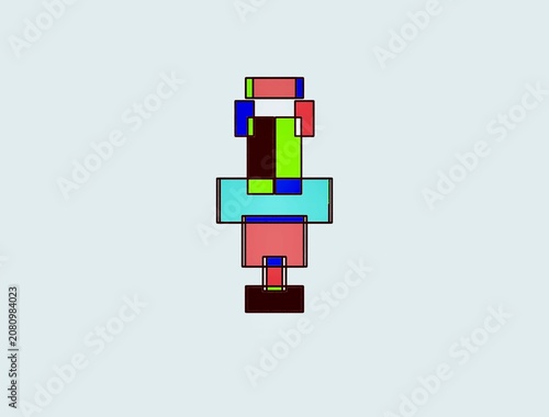 Cuadro en lienzo Abstract Geometric Robot Character Vector Illustration