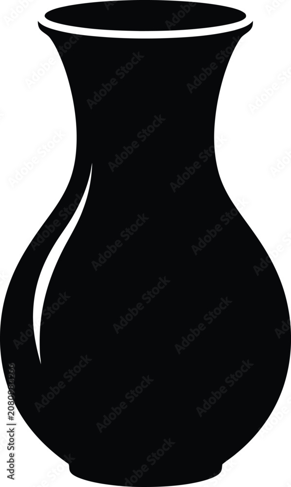 Fototapeta premium Silhouette vector classical ceramic vase container for interior home decor design