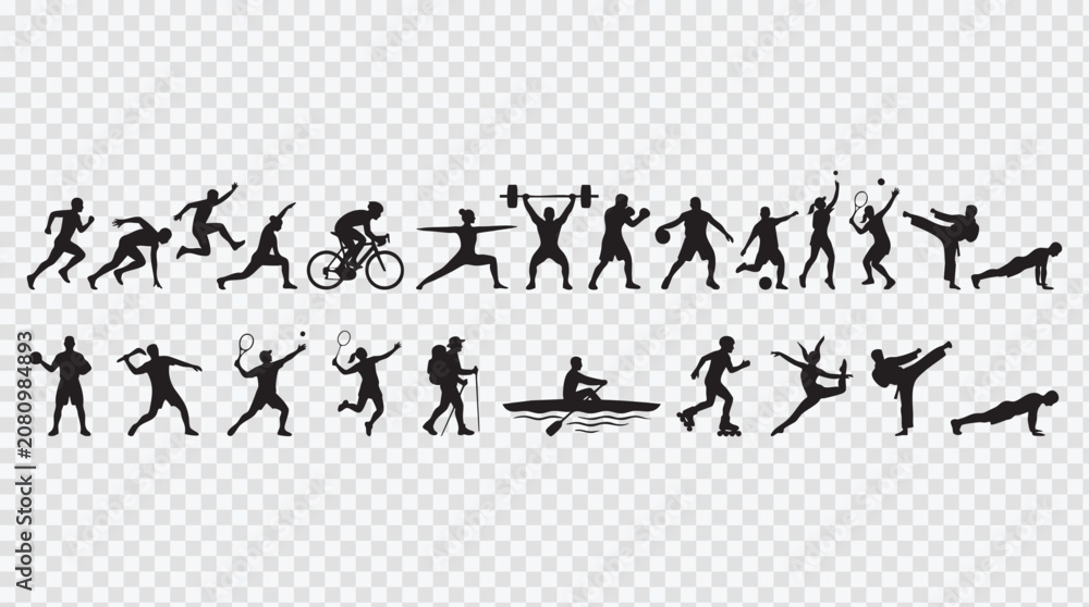 Obraz premium Dynamic Sports and Yoga Illustrations — Simplified pictograms of athletic and mindful movement