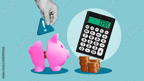 Schilderij op canvas Tax Burden and Forced Savings Concept with Financial Pressure, Personal Budget C