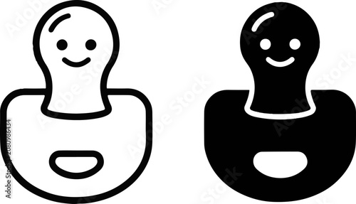 Obraz na płótnie Set of baby pacifier icons in outline and solid styles for infant care concept w