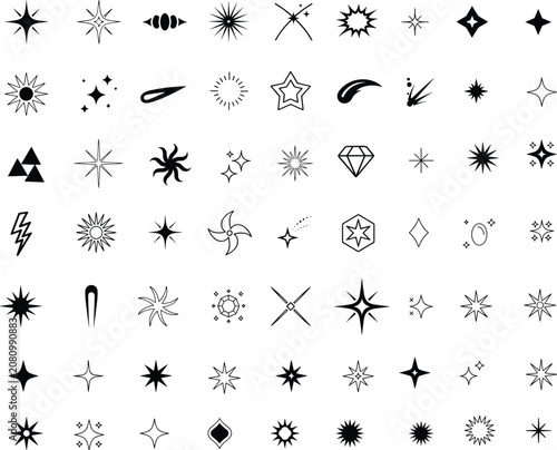 Sparkle Starburst and Shine Symbols Icons Collection for Decorative Design Elements