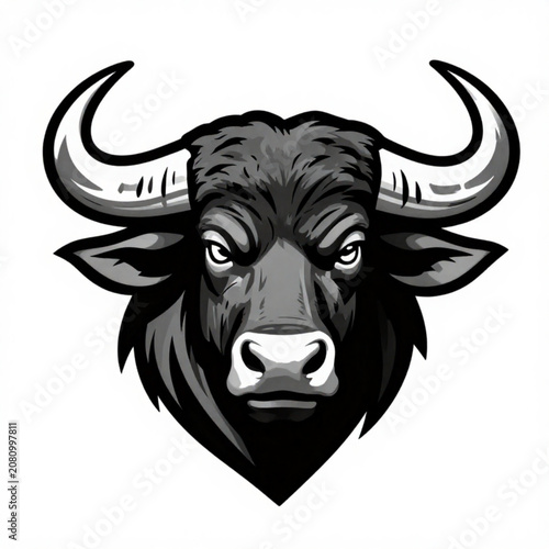 Powerful bull charging forward with horns and muscular body, symbolizing strength, determination, and aggressive market trends in a dynamic, high-energy depiction