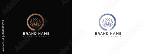 Foto Lotus flower in zen circle logo design for wellness and beauty spa with wellness
