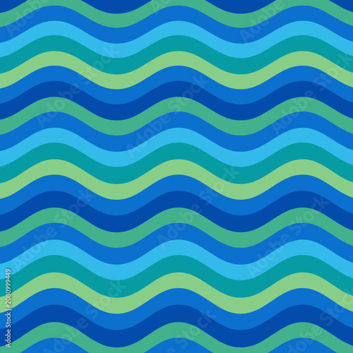 Colorful wavy pattern in shades of blue and green for modern design