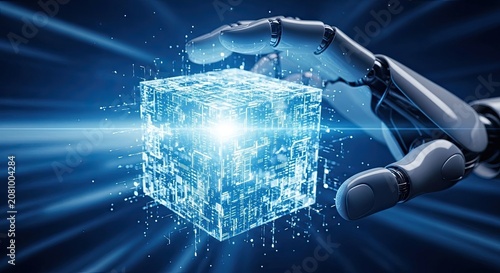 Robotic arm interacting with a digital data cube