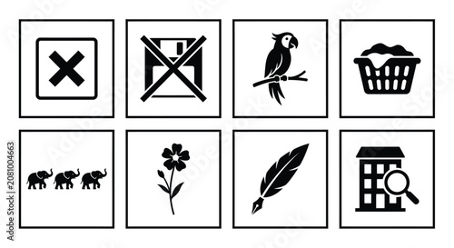Laundry Symbols Collection Black Flat Icons On White Background
