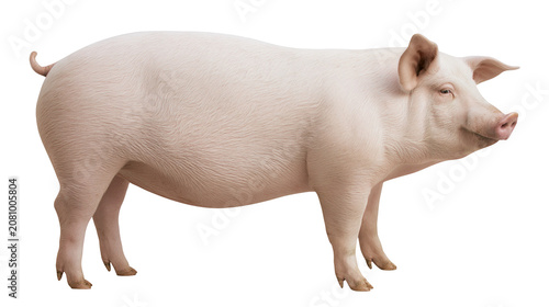 Fotografía Pink pig standing, isolated on transparent background
