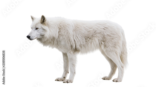 фотографія Majestic white wolf standing alert, isolated on transparent background
