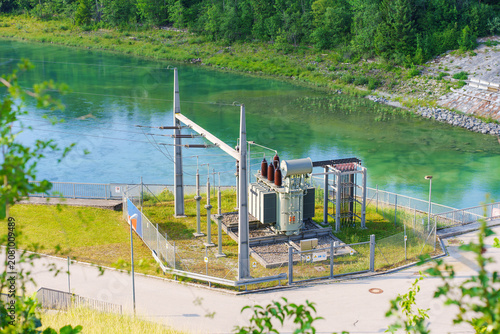 Hydroelectric Power Substation Next to Lech River in Schongau Bavaria
