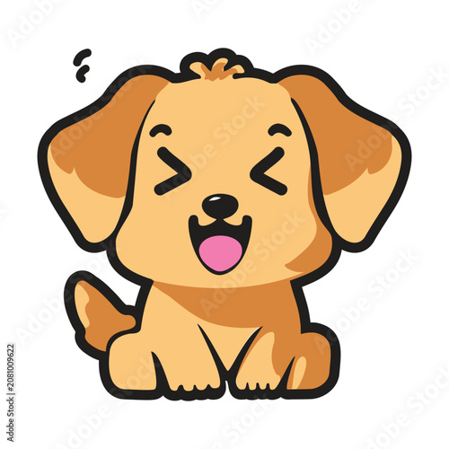 Tableau sur toile Beagle puppy clipart showing a hearty laugh