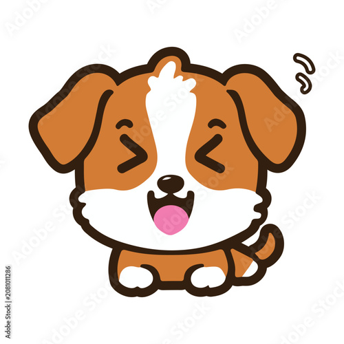Quadro em tela Basset Hound puppy clipart showing a hearty laugh