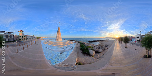 Bild auf Leinwand 360 degree panorama of Sa Gavina Blava monument at Platja de sa Gavina in Palma