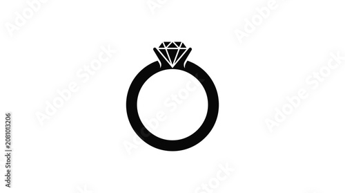 Diamond ring silhouette on a white background silhouette