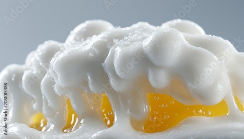 Liquid soap at the moment of foam formation, macro bubbles, high resolution, airy texture, feeling of freshness
