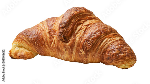 Photos Golden brown flaky croissant pastry, isolated on transparent background