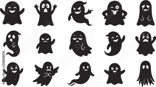 Fotografía Halloween ghost emojis and silhouettes