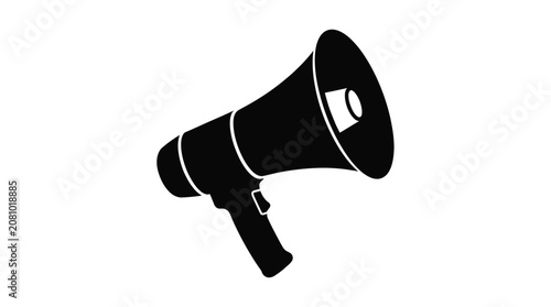 Tableau sur toile Black megaphone silhouette against a white background silhouette