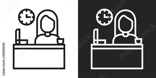 Store Cashier Icon In Black And White Line Style