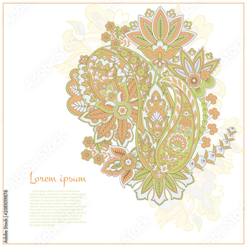 Isolated traditional Asian element Paisley. Traditional colorful paisley vector pattern. Pattern for textile design or fabrics. Fashionable design