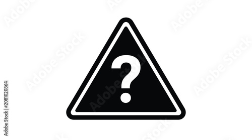 Bild auf Leinwand Warning sign with question mark black and white silhouette