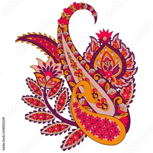 Vector paisley pattern. Vintage flowers Decorative ornament card, invitation, web design