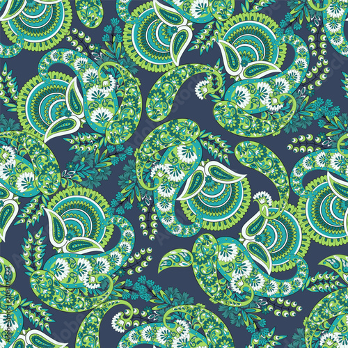 Boho Style Paisley Floral Vector Seamless Pattern