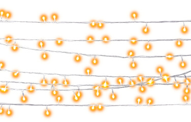 Glowing fairy lights on transparent background, png