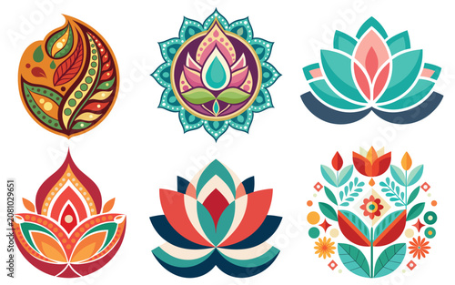Vibrant floral mandala designs