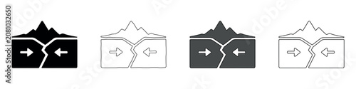 Obraz na plátně Diagram illustrating convergent plate boundary and mountain formation with arrow