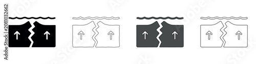 Fotografie Diagram illustrating tectonic plate divergence and seafloor spreading with arrow