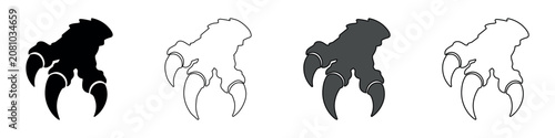 Φωτογραφία Set of four stylized claw marks in black, white, and gray outlines