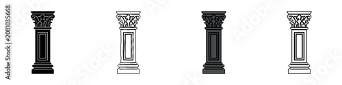 Foto Set of four classical column icons in different styles and colors