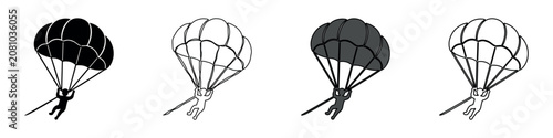 Quadro em tela Set of four parachute jump icons in different styles and colors