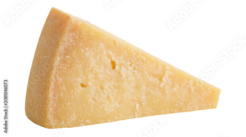 фотографія Wedge of aged hard yellow cheese with small holes, isolated on transparent backg
