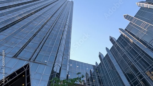 footage of Skyscrapers and office buildings in the skyline in Pittsburgh Pennsylvania USA