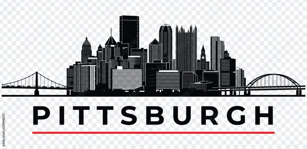 Obraz premium Pittsburgh city skyline silhouette vector illustration