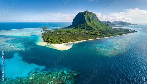aerial ocean island view