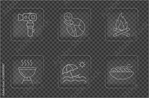 Set Of Linear Camping And Summer Vacation Icons On Transparent Background