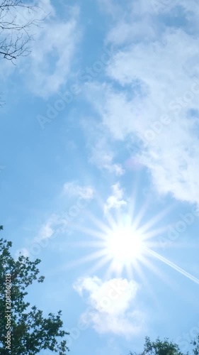Bright summer sun shining in a clear blue sky
