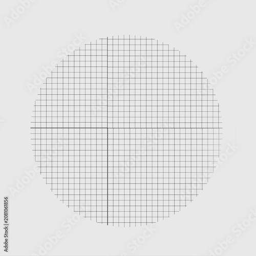 Circle shape grid digital ruler. Radar line of radial protractor texture, circular graph element. Angle grid square pattern with circle math chart on transparent background