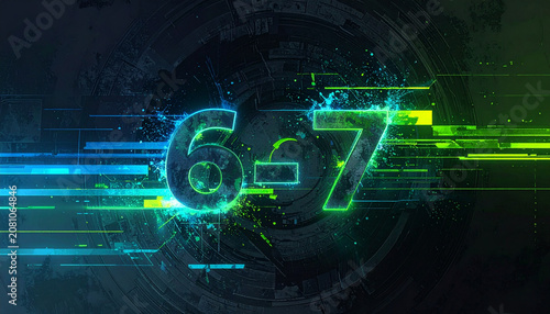 Futuristic digital display 6-7 text element