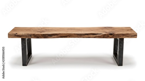Rustic wooden bench with metal legs for modern home decor