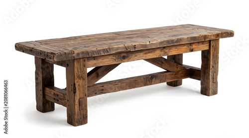 Rustic wooden bench made of aged timber planks