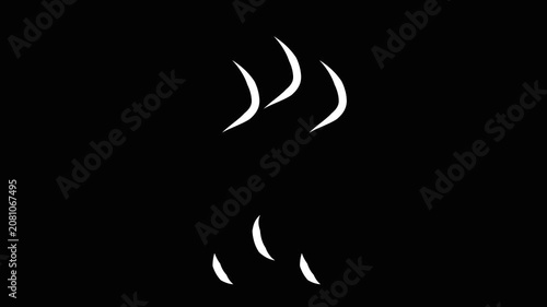 Straight and Curved Smoke Icon Animation on Black Background – Hot Steam, Vapor, Heat Symbol, 4K Motion Graphics