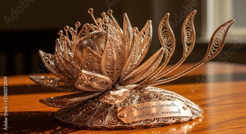 Delicate Intricate Metallic Filigree Lotus Ornament v2
