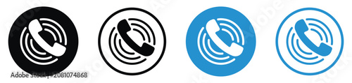 Bild auf Leinwand Telephone receiver with signal rings and user avatars