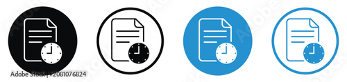 Foto Time management document icon set with a clock and sheet of paper, symbol for history, deadline, or pending task log
